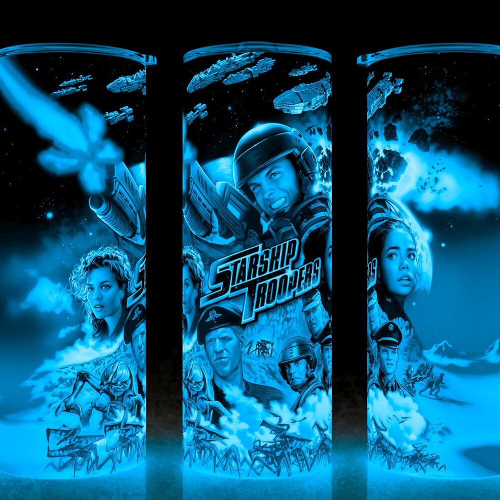 Glow in the Dark Starship Troopers 90s SciFi Action Movie Cup Mug Tumbler 20oz